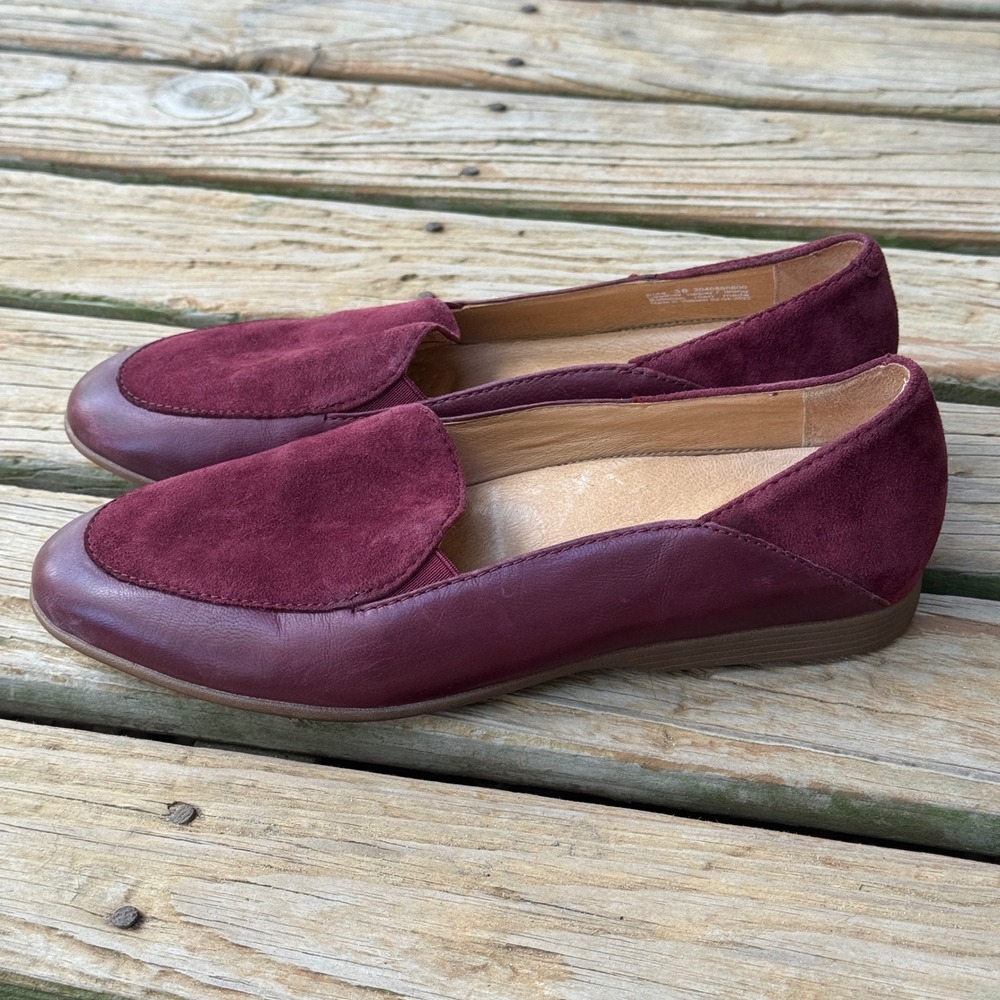 Dansko Burgundy Leather Suede Loafers Flats Shoes Womens 38/US 7.5-8 Classy